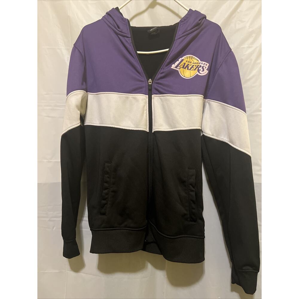 Official NBA LA Lakers Zip Track Jacket Hoodie Warm Up Men's Sz S Vintage